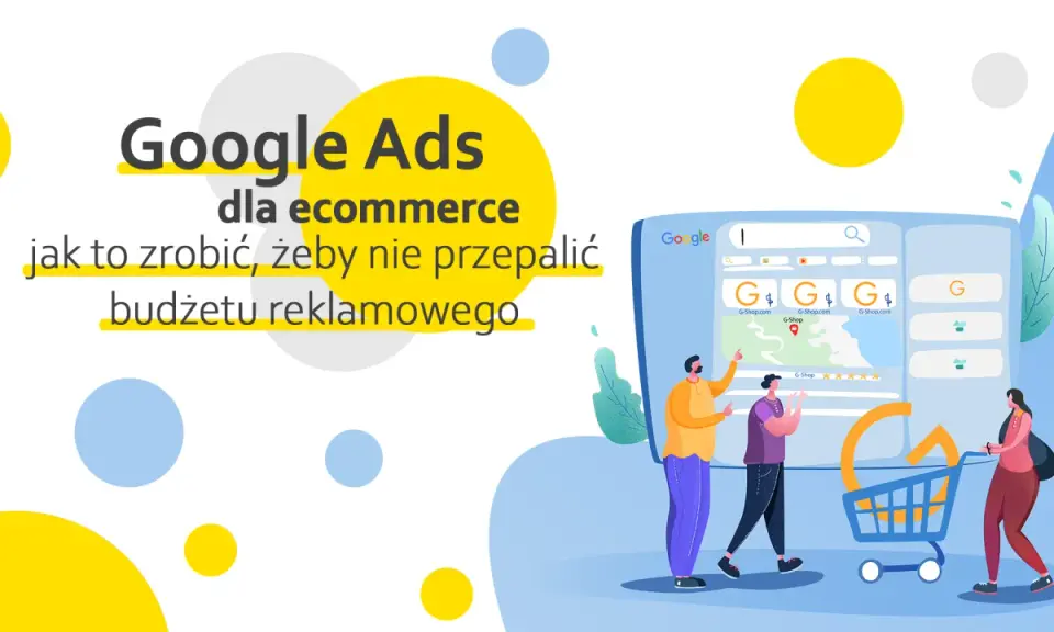 Google Ads dla ecommerce: jak efektywnie zarządzać budżetem reklamowym. Wizualizacja pokazuje ludzi analizujących wyniki wyszukiwania Google.